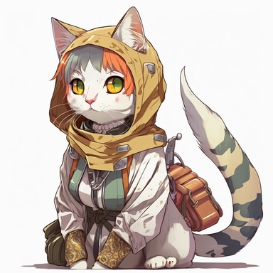 cute anime cat cosplaying clipart