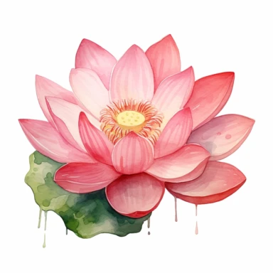 lotus flower,clipart, watercolor, isolated pure white background