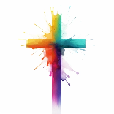Christian Cross, clip art, minimalist, bold colors, white background