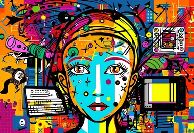 Pop art, Expressionism, simple Clip art, realistic line art, doodle, portrait, In the year 2050, students engage in a transformed learning environment where robots, students, and teachers play distinct roles, Various learning technologies revolutionize the educational landscape, including advanced robotics and artificial intelligence, virtual reality, augmented reality, and intelligent tutoring systems, Learning takes place in a variety of locations, ranging from technologically enhanced physica