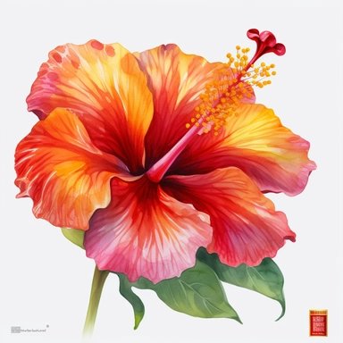 watercolor Hibiscus - Hibiscus flowers are large and colorful, with petals that come in shades of pink, red, and yellow. They are often used in tropical-themed decor and are associated with warm weather and sunny days. vividly bold designs png Full body realistic cartoon in 32K UHD cute. 15 cm thick outline. Black color. There was no shadow on the ground. 8k with realistic watercolors. and detailed illustrations. PNG clipart, transparent white background