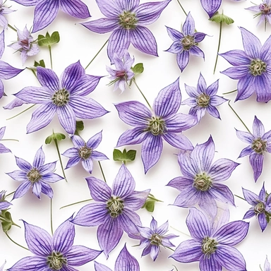 Purple borage flowers as a clipart with white background. A masterfully crafted digital artwork that explores the beauty and intricacy of purple borage flowers. The composition offers a close-up perspective, allowing the viewer to marvel at the delicate details of each petal and the unique patterns they create. Soft lighting highlights the vibrant purple tones, evoking a sense of tranquility and serenity. The artwork exhibits a contemporary realism style with a touch of impressionism, reminiscen