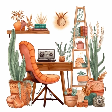 object for office, boho, inside border clipart
