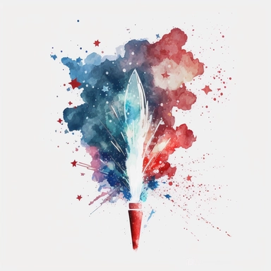 4th of july firework rocket clip art watercolor illustration white background no text