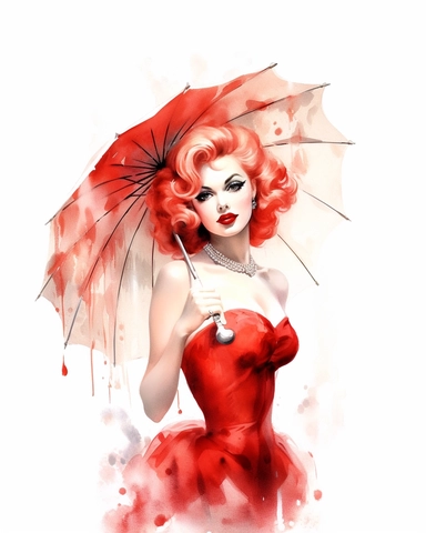 watercolour casino pin up pretty lady hd clipart white background