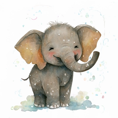watercolor happy baby elephant clipart