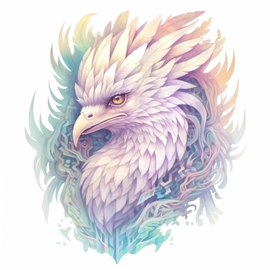 ghost griffin, clipart, intense white and deep pastel colors, dnd, watercolor, no background, isolated on a white background, self contained, well defined edges, by amy sol and magali villeneuve and susan bourdet and ross tran, spaced out, glowy, intricate, 8k