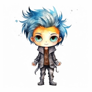 cute Monster High Chibi style boy, Halloween style, white background,clipart watercolor illustration, single object, high definition, white background for removing background