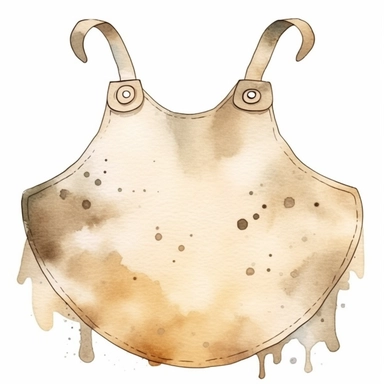 clipart watercolor, realistic bib neutral beiges color, classic minimal style, oldschool