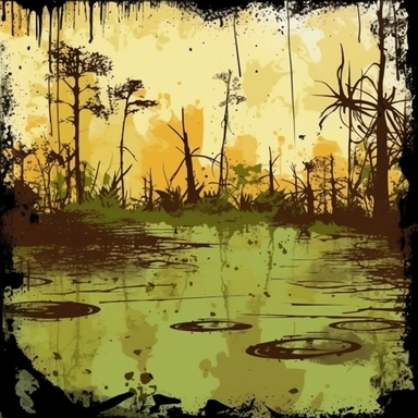 swamp clipart, grunge style