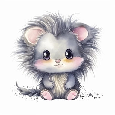 watercolor adorable kawaii baby porcupine character kawaii, isolated, kawaii,digital art,detailed, concept,art,8k,hd,on white background,clipart