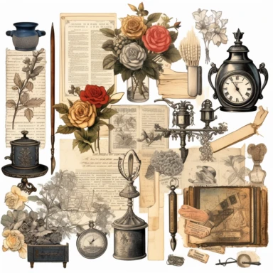 vintage Victorian Junk Journal kit clipart