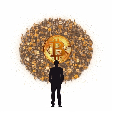 A person with a lot of Bitcoin , clip art -
