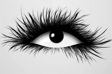 real lashes on a white background in silhouette style on white background like fake eyelashes svg clipart, negative space + Sharp + realistic, photo realistic, cinematic, symmetrical, high detail,