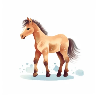 a baby horse clipart with illustration, full body shot ,8k, style of Bohemian, style of Anna Süßbauer and Jon Klassen,vector, Vector, white background,Solid Background, Sharpness and clarity, masterpiece, trending on Artstation and Dribbble.