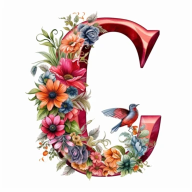 letter Q, clipart, white background, letter Q, Floral Alphabet Clipart