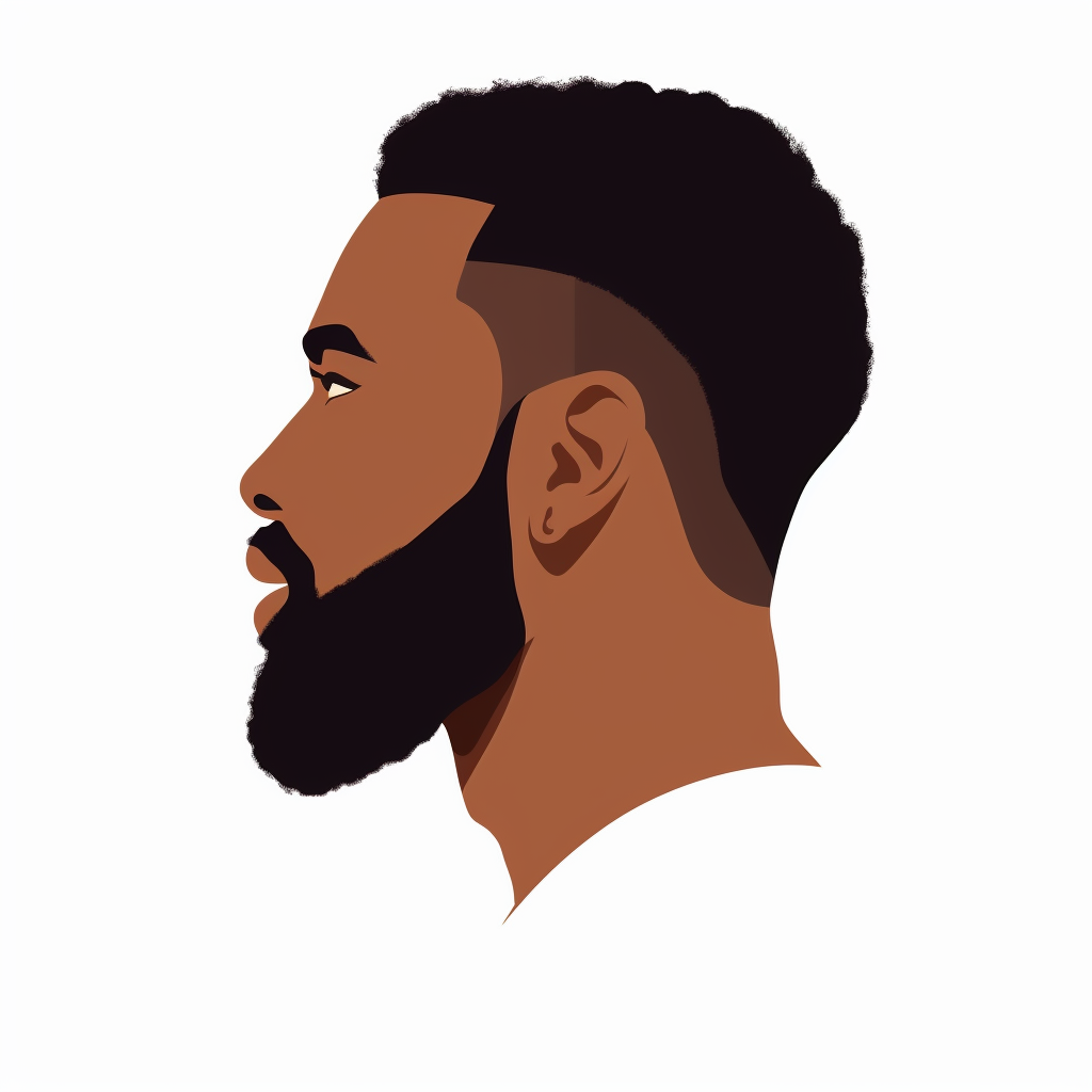 a black man with a fresh haircut, sideview, faceless, flat vector ...