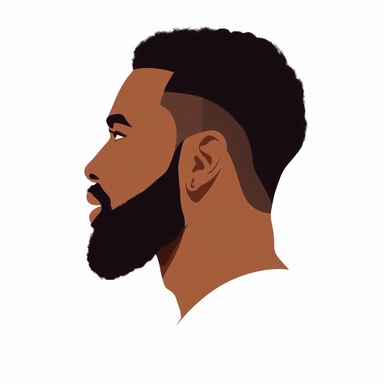 a black man with a fresh haircut, sideview, faceless, flat vector clipart