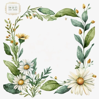 Daisy clipart watercolor plant frame