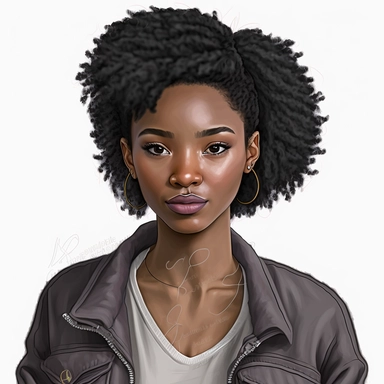 modern style, african american, young adult female Clipart character