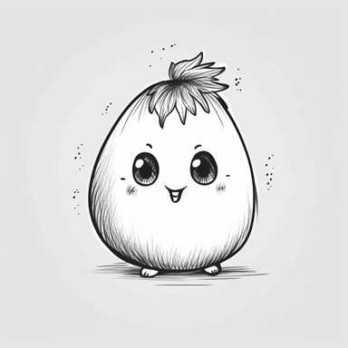 a line art picture of a cute egg clipart, coloringbook for cute baby, painting for coloringbook, minimal brushstrokes, thin black lines