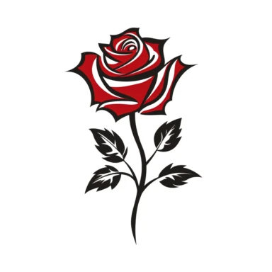 red rose flower silhouette vector flat simple identification symbol white backround white background minimalistic clipart png svg