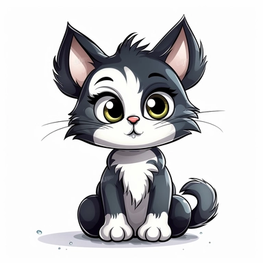 Clipart of a Cute Cartoon Cat