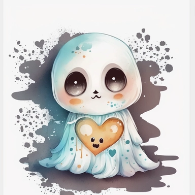 Baby Ghost Clipart PNG Watercolor Cute Halloween T-shirt Sublimation