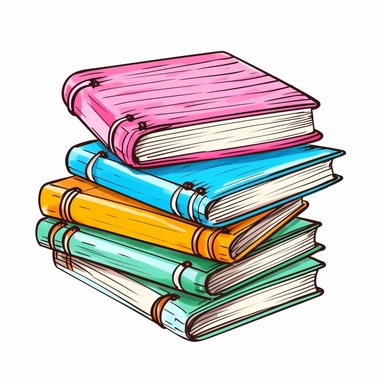 Clipart of a stack of colorful notebooks, Hand Drawn Back To School Clip Art, white background