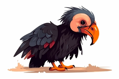 Cute California condor in valentine Day clipart, cartoon, white background,