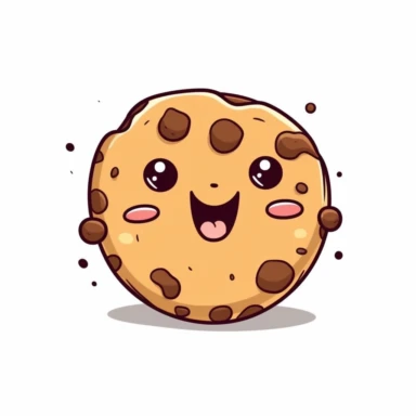 cute simple kawaii chocolate chip cookie, white background clipart