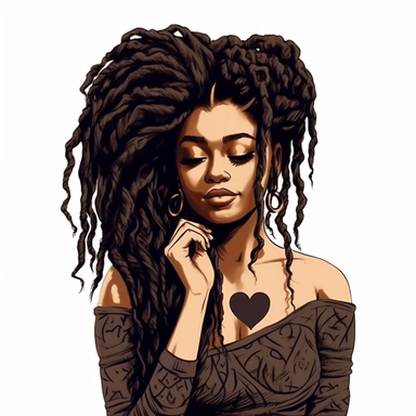 ultra detailed Black Girl Self Love Clipart , solid white background, beautiful , Self-Love and Confidence, super cute, super cool, Goddess Locs , contour, portrait photography by ANIMATION