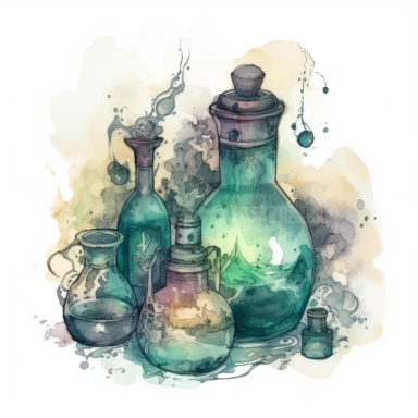 witch potions , in the style of mystic mechanisms ,pencil art illustrations, Isolated white background, reimagined by industrial light and magic, lith printing, illusory images, watercolor clipart, very subtle emerald tones, , ,
