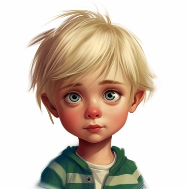 cute little boy, blond hair, green eyes, face, portrait, different expressions, clipart, high resolution
