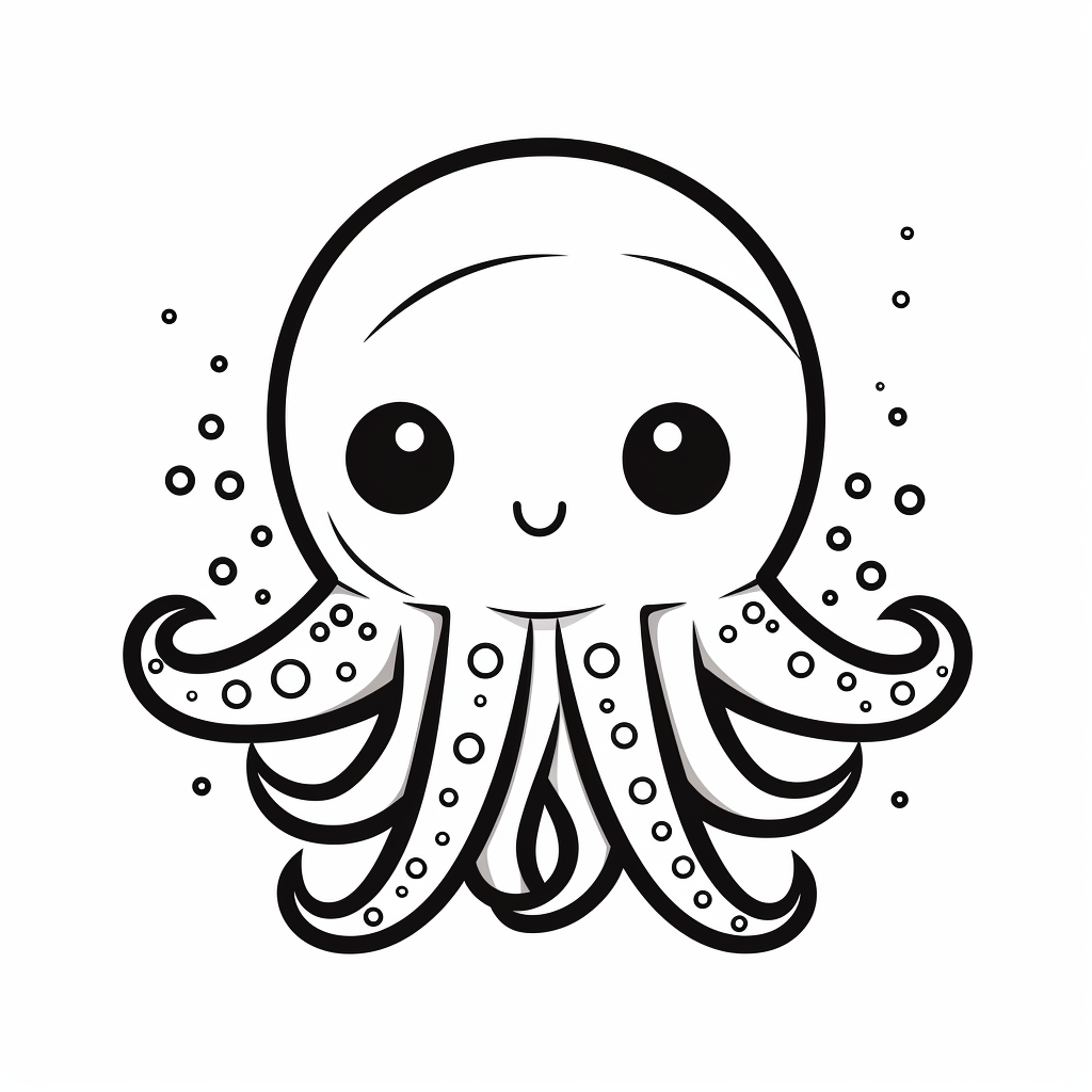 cute kawaii clipart icon of a octupus , coloring page for kids full ...