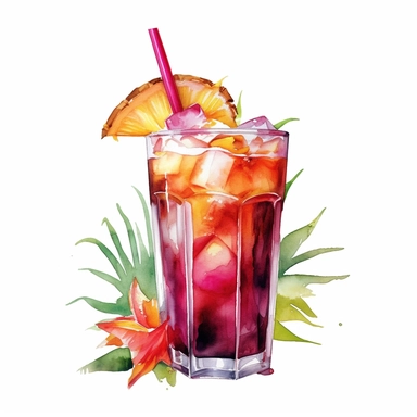 cold beverage, clipart, watercolor, white background,
