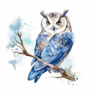 watercolor owl clipart - watercolor clipart - watercolor bird, single design, detailed