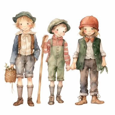 watercolor holly hobbie boys clipart