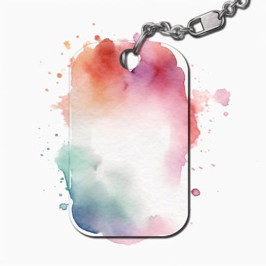 Watercolor dog tag clipart, white isolated background, space out, hd
