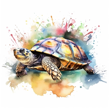 watercolour illustration free brushstrokes, beautiful and joyful, turtle, mark brooks, naturecore, animal clipart, isolated on a white background