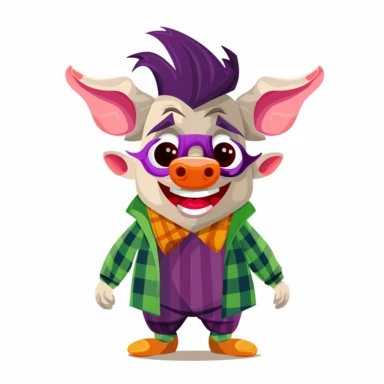 little pig disguised as joker Clipart