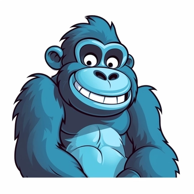 friendly cartoon gorilla modern clipart vector, white background, no outline
