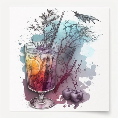 art, moody halloween colors, pencil sketch illustration of winter cocktails, tree branches, boho art, watercolor illustration, Kazuo Kasai, Vincent van Gogh, sticker art, clip art, hyper realistic, clean art, clear borders, grunge, isolated art on white rough texture background