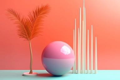 3d abstract summer nature beach object clipart with Gradient Color Overlay Background, minimal, soft color, artistic, high resolution, 8K,