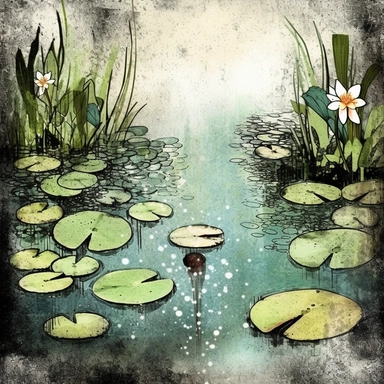 pond clipart, grunge style