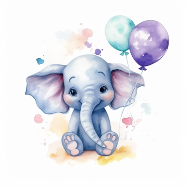 A charming watercolor elephnat clipart bundle, showcasing an adorable elephant engrossed in playful activities. Against a clean white background, the watercolor painting depicts the cub's unbridled enjoyment and sense of fun. This cute baby animal clipart bundle infuses designs with a lively and joyful atmosphere, creating a delightful and engaging visual experience. Different position /artistic_style:Watercolor painting /background:white /subject:playful tiger cub /emotion:enjoyment, fun /atmos