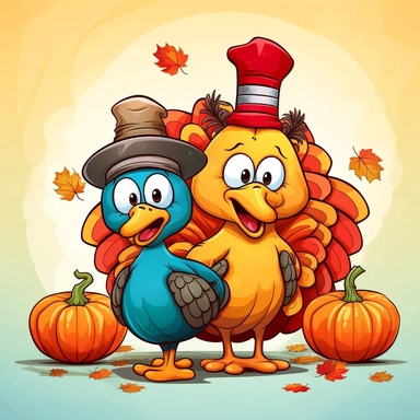 fall funny turkey and pumpkin cartoon in vivid colors clipart on a white background , in the style of rural america, high resolution, sarah purser, rural life scenes, large canvases, illustration, celebration of rural life , no watermark, text, words, paintbrush, 300 DPI, the images do not stick together, no text in the picture