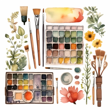 watercolour crafter, Crafting materials, neutral Watercolor Clipart