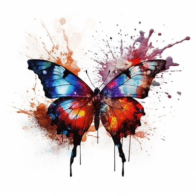 one butterfly colorful on a white background, in the style of florian nicolle, realistic clipart, serge marshennikov, orange, fantastical creatures, sky-blue and maroon, conceptual painting, no watermark, text,,professional lighting,cinematic lighting, long shadows, saturated contrast, hyperdetailed,32k,v-- 5.1