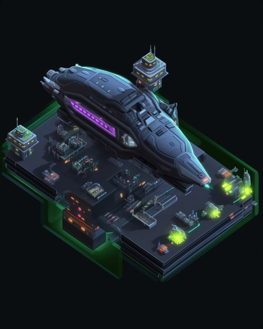 isometric perspective, game sprite, futuristic family spaceship, gaming asset, sci-fi, fun, creative, cartoon, clipart, hyper-detailed, black background,